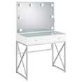 thumbnail image 3 of Eliza Vanity Set with Lighting & Stool White and Chrome, 3 of 17