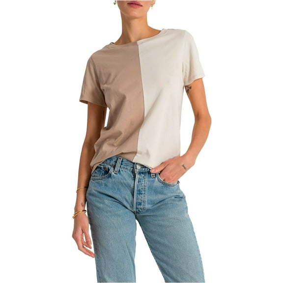 n:philanthropy Womens Murphy Colorblock Basic T-Shirt, Beige, Large
