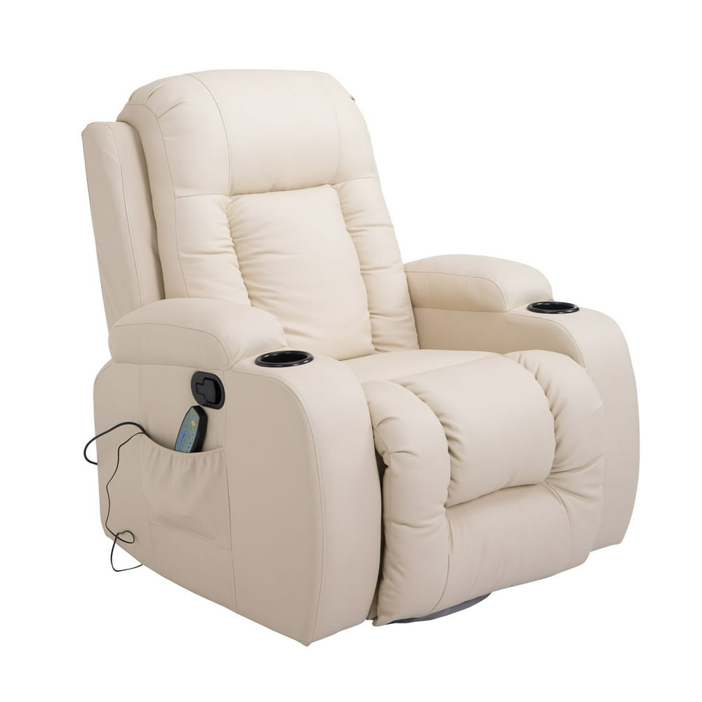 Massage Recliner Chair Heated Vibrating PU Leather Ergonomic