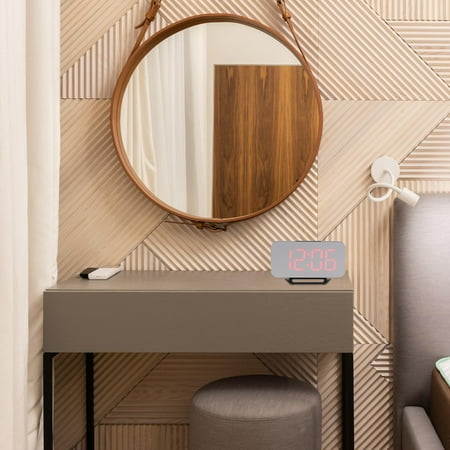 GOOHOCHY 1Pack Digital Alarm Clock with Dual USB Charging Ports for Heavy Sleepers 15.8X5.5X8.7in