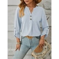 thumbnail image 3 of Women'S Shirts Loose Fit Lantern Long Sleeve Ladies Blouses Smocked Cuff Business Work Fall Tops  Blue XXL, 3 of 8