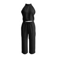thumbnail image 5 of Women's Summer Sets Casual 2 Piece Outfits Sleeveless Tank Tops and Loose fit wide leg pants Loungewear Vacation Outfits(Black,XXL), 5 of 5