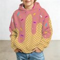 thumbnail image 2 of Kids Boys Girls Dripping Ice Cream Sprinkle Print Waffle Knit Hoodie Long Sleeve Hooded Sweatshirt With Front Pocket Casual Tops For Teen 4-14 Years, 2 of 4