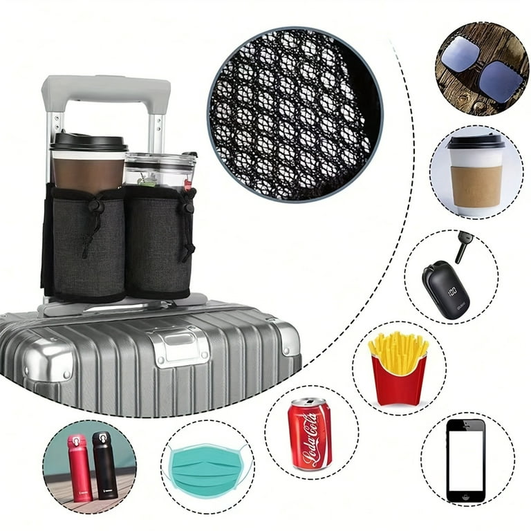 Luggage Travel Cup Holder Suitcase Cup Holder Free Hand Travel Luggage  Drink Holder DurableOxfordCloth Fits All Suitcase Handles