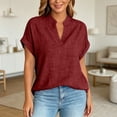 thumbnail image 2 of Womens Summer Tops T Shirts Loose Fit Short Sleeve V Neck Going Out Shirts, 2 of 6