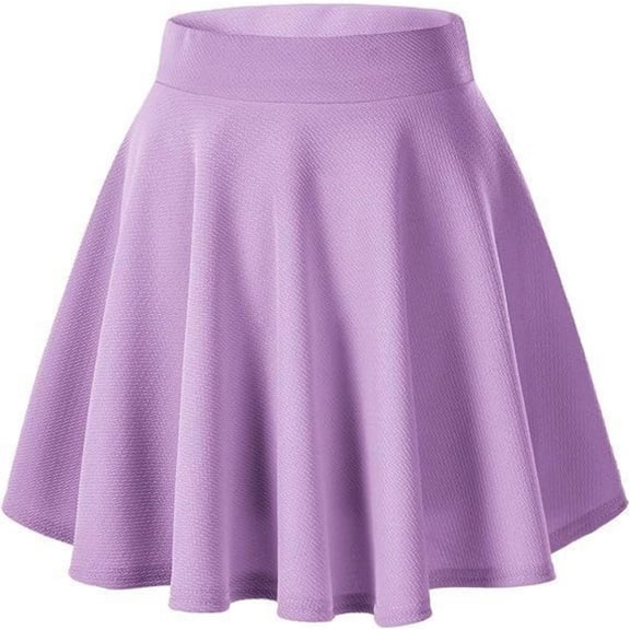 lnmuld Girls High Waist A-Line Flared Skater Skirt Casual Solid Color Size:9-10 Years
