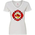 thumbnail image 3 of Inktastic Maltese Cross Firefighter Women's V-Neck T-Shirt, 3 of 5