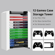 Video Game Storage Tower (12 CD Disc Blu-ray Case) Universal DVD Holder Shelf Rack Stand Vertical Organizer for PS5 Playstation 4 Nintendo Switch Xbox Movies