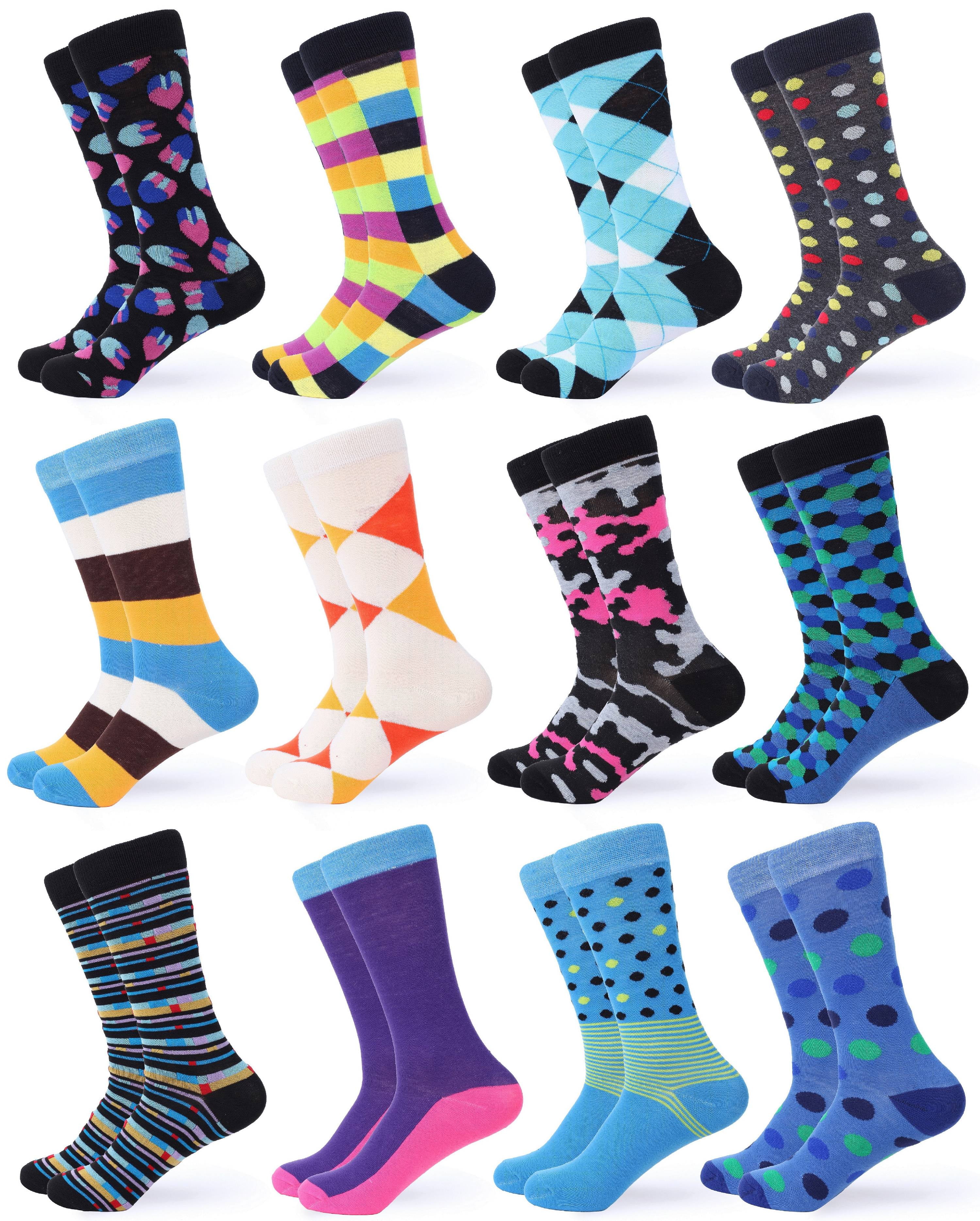 Funky Colorful Socks for Men 12 Pack Gallery Seven Mens Dress Socks