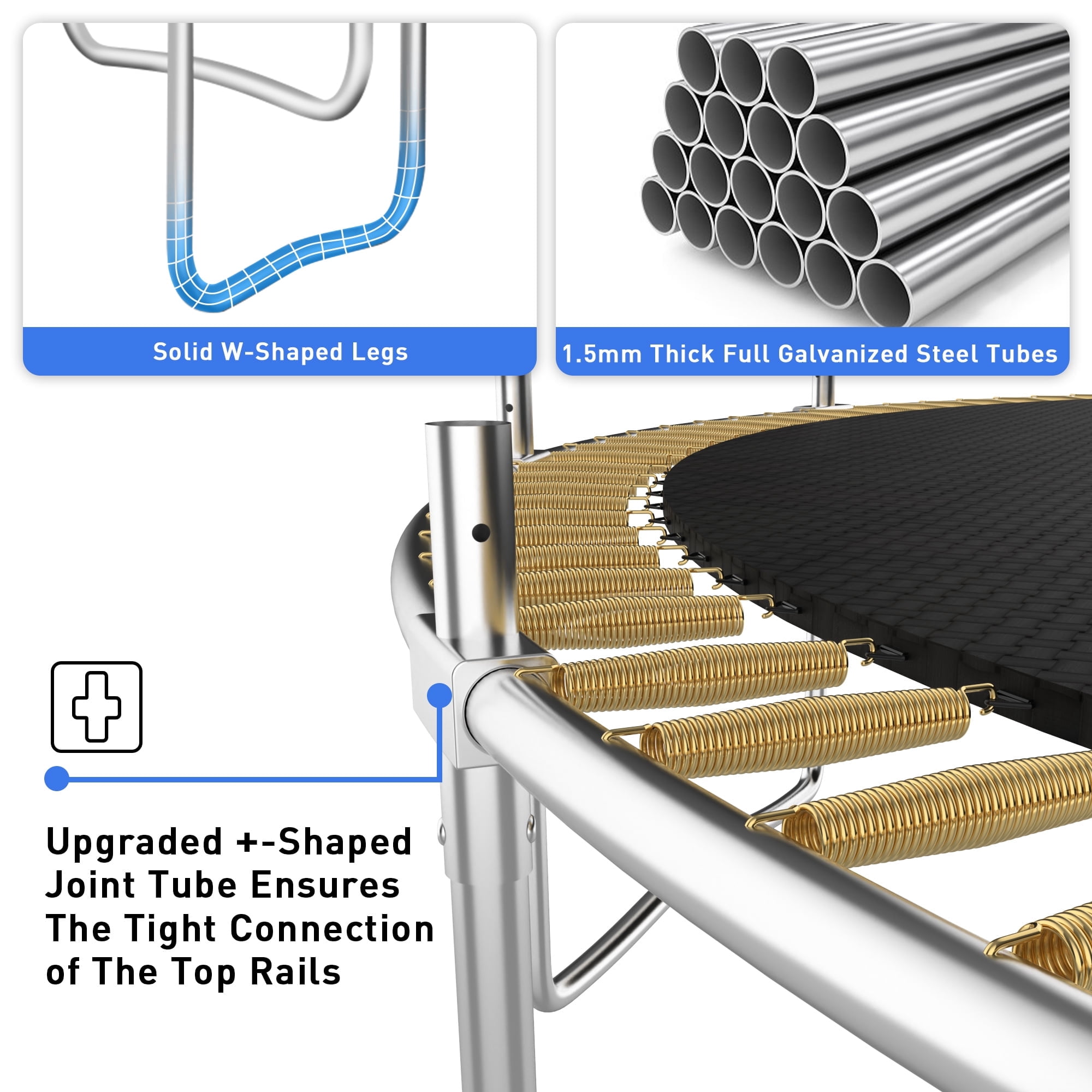 Jump Into Fun Trampoline 12FT 1200LBS,  10FT 14FT 16FT Trampoline for Adults and Kids, Trampoline with Enclosure, Basketball Hoop, LED Lights Sprinkler and More Gifts, Outdoor Pumpkin Trampoline