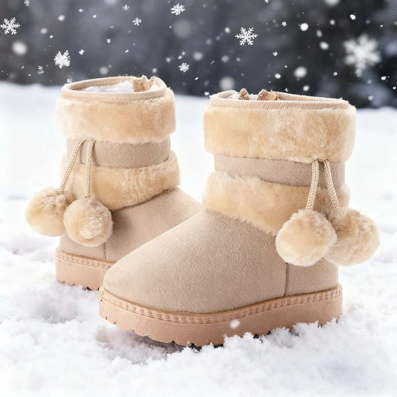 Warm Fur Lined Boots Winter Non Slip Snow Boots Outdoor Shoes