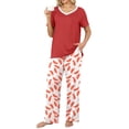 thumbnail image 4 of MINTREUS Womens Pajamas Sets 2 Piece Short Sleeve Lounge Set Printed Loose Pants Pj Sets, S-2XL, 4 of 7