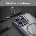 thumbnail image 5 of Carbon Fiber Texture Magnetic Case for iPhone 16 Pro, Compatible with MagSafe,Translucent Matte Anti-Fingerprint Back Slim Shockproof Protection Phone Case,Purple,For iPhone 16 Pro, 5 of 9