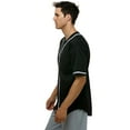 thumbnail image 3 of JC DISTRO Men's Baseball Short Sleeve Plain Button Down Team Jersey Black Large, 3 of 5