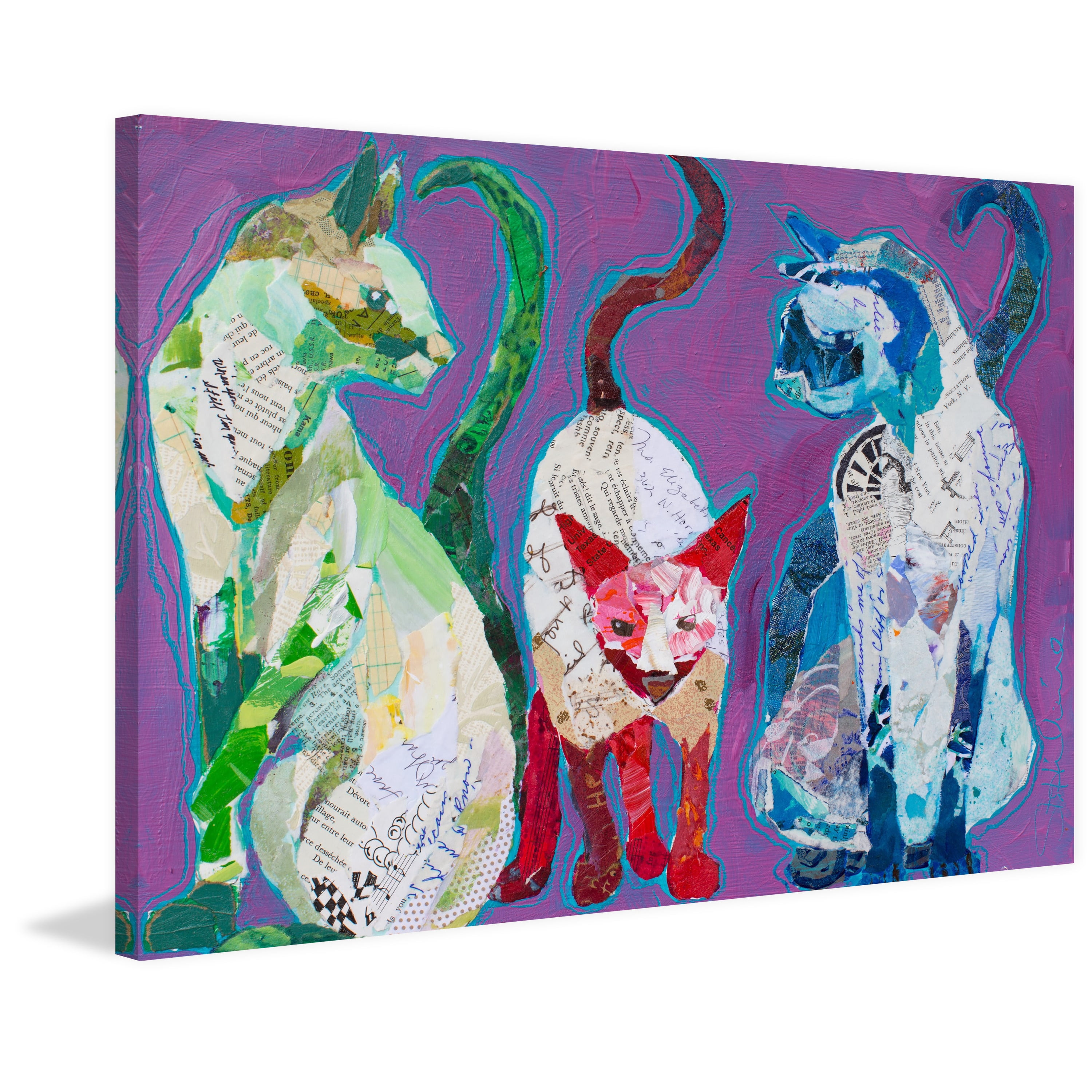 "Trois Chats" Painting Print on Wrapped Canvas