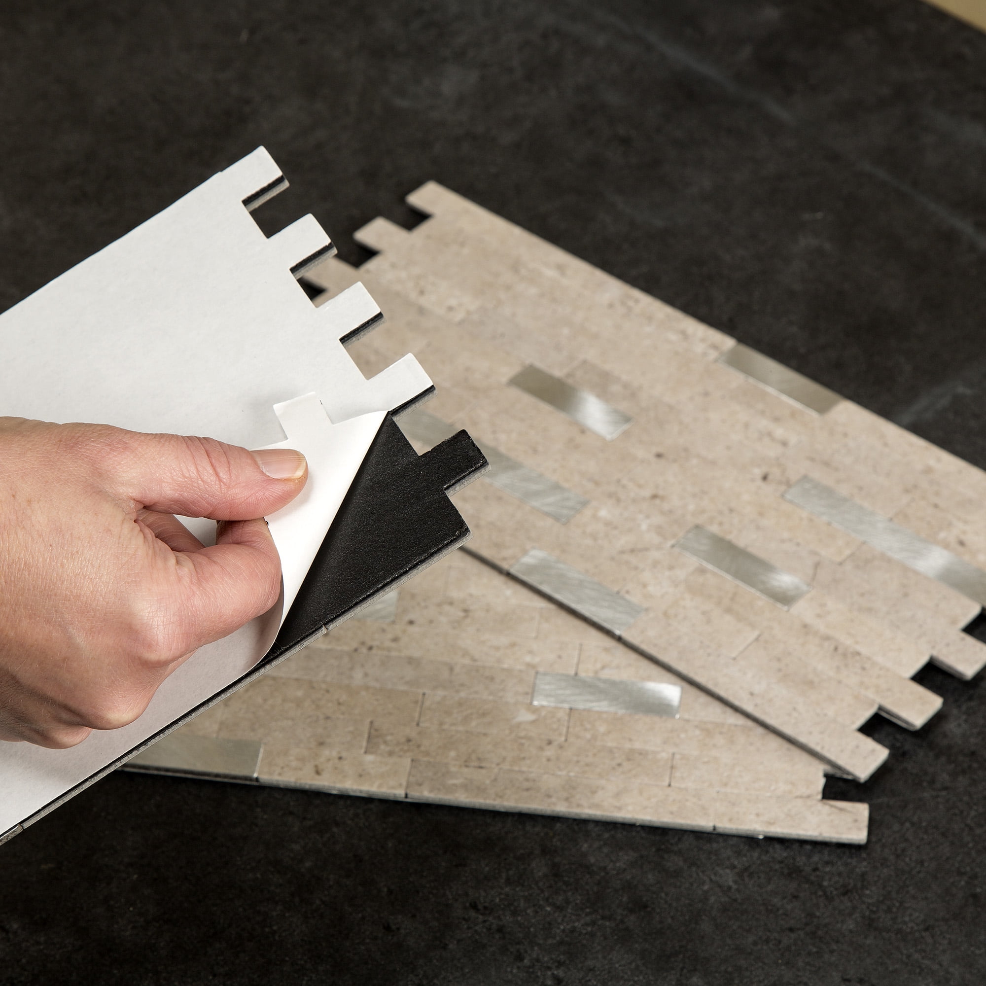 Aspect Collage 12in x 5.8in Peel and Stick Backsplash in Biscuit 15 Sq Ft Kit