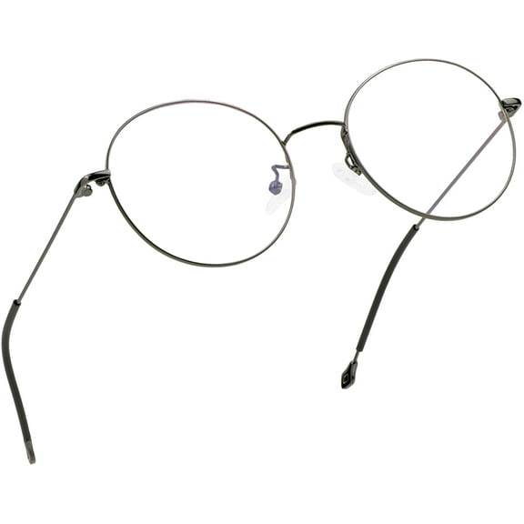 LifeArt Blue Light Blocking Glasses, Anti Eyestrain, Computer Reading Glasses, Gaming Glasses, TV Glasses for Women Men, Stylish Unisex Alloy Round Frame (Gray Steel, 2.50 Magnification)
