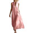 thumbnail image 3 of ClodeEU Women's Sleeveless V Neck Button Down Maxi Dress,Casual Loose Shirt Dress with Pockets Pink,Women's Plus M, 3 of 8