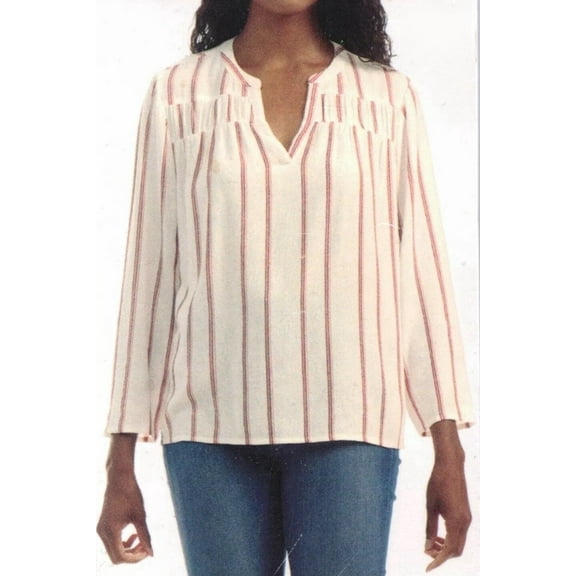 Splendid Ladies' V-Neck Blouse. Loose Fit, Size Small, Pink Stripe