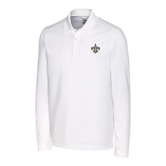 Men's Cutter & Buck White New Orleans Saints Advantage Long Sleeve Polo