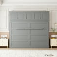 thumbnail image 5 of Harper & Bright Designs Queen Size Murphy Bed with Top Cabinets, Cabinet Queen Bed with Storage, Wooden Foldable Wall Bed Frame for Home Office Studio, Gray, 5 of 19