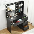 thumbnail image 3 of WALYWIK GlowSol Makeup Vanity Desk with Lights, Vanity Desk with Mirror & Lights, Vanity Table with Charging Station, 4 Drawers, 3 Lighting Colors,3-Tier Open Storage Shelves, Black, 3 of 6