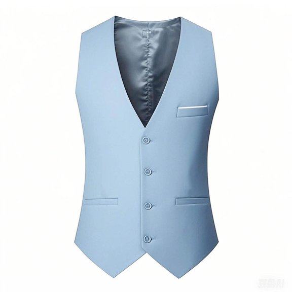 Riecok Mens Suit Vest V Neck Sleeveless Jackets Solid Button down Waistcoat Formal Business Outerwear