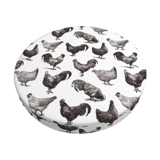 Disketp Funny Chicken Funda Redonda para Taburete, Funda de Cojín para Silla de Bar Suave y Elástica-14 inch
