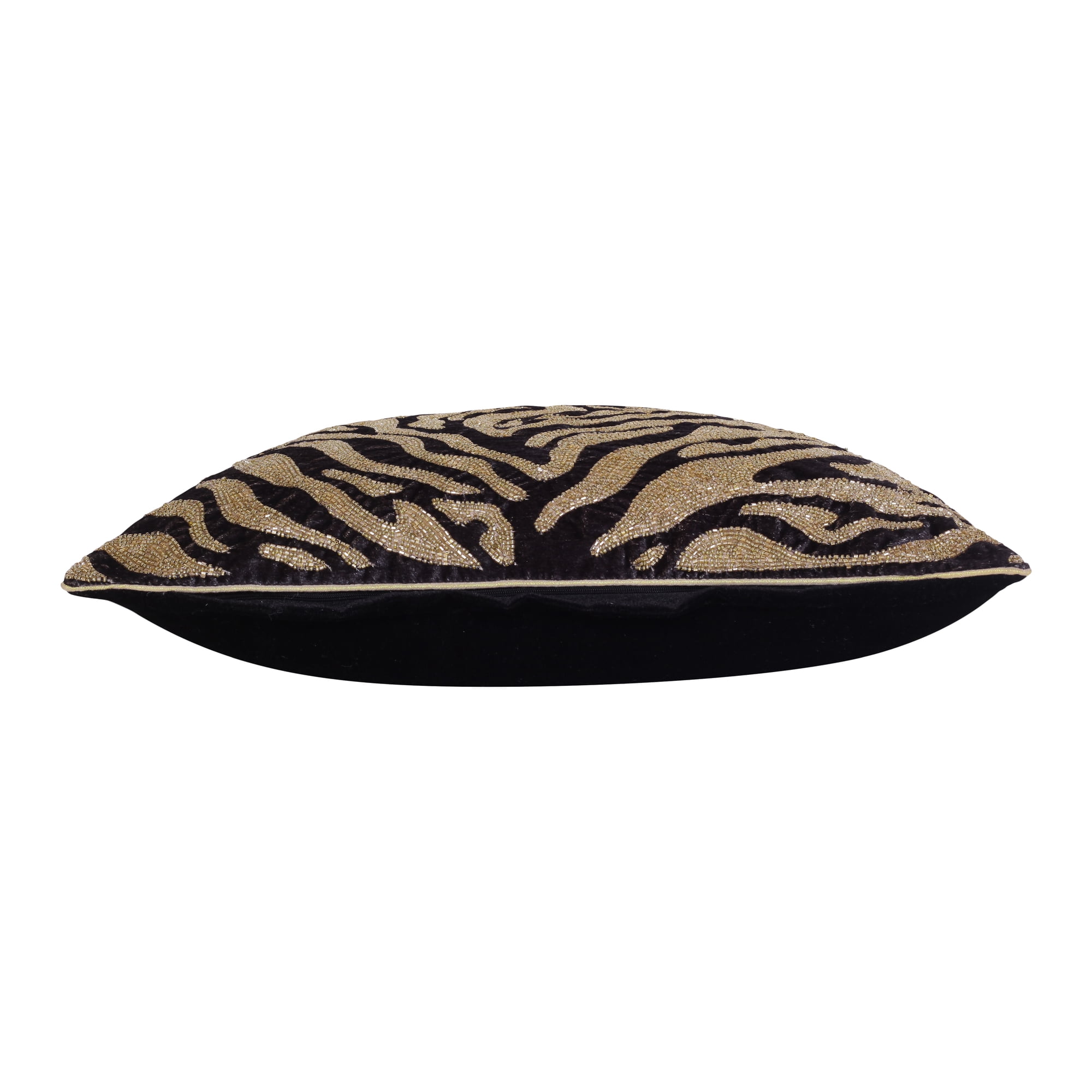 Ox Bay Caroline 20" x 20" Gold/Black Beaded Tiger Print Adult Decorative Throw Pillow
