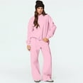 thumbnail image 5 of Bow Hoodie Set for Women Bow Sweatpants Set for Women Women's 2 Piece Outfits Bow Trim Print Hoodie Sweatsuit Sets Oversized Sweatshirt Wide Leg Sweatpants With Pockets, Pink-M, 5 of 6