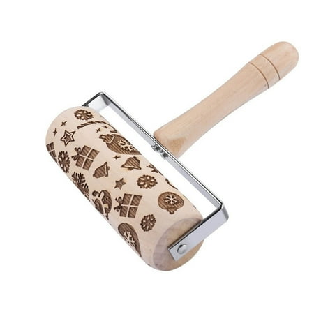 

Felirenzacia Christmas Printed Rolling Pin Cookies Carved Rolling Pin