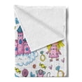 thumbnail image 2 of Princess Soft Flannel Fleece Blanket, Bundle of Girls Kids Composition Fairytale Fantasy Characters Castles Accessories, Cozy Plush for Indoor and Outdoor Use, 50" x 70", Multicolor, by Ambesonne, 2 of 5