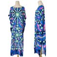 thumbnail image 2 of Women Beach Bikini Cover Up Batwing Sleeve Crewneck Turkish Kaftan Geometric Dots for Triangle Print Split Maxi Long Dre, 2 of 11
