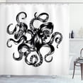 thumbnail image 1 of Ambesonne Octopus Shower Curtain, Sea Animal Silhouette Art, 69"Wx70"L, White Charcoal Grey, 1 of 3