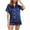 Blue, variant on XUELUO Womens Silky Satin Pajama Set Short Sleeve Shirt With Shorts 2 Piece Pjs Sets Soft Silk Sleepwear Nightwear Button-Down Loungewear S-Xl, Gold,L