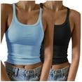 thumbnail image 2 of Tank Tops for Women 2PC Sleeveless Round Neck Solid Color Fitted Camisole, 2 of 6