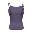 thumbnail image 6 of Tianiyouqing Womens Camisole Tops Stretchy Undershirts Running Cami Shirts Basic Adjustable Spaghetti Strap Sleeveless Double Lined Layered Racerback Square Neck Purple L, 6 of 7