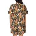 thumbnail image 6 of Daiia Squirrel Mushroom Yellow Flower Pattern Womens Pajama Sets Short Sleeve Pajamas for Women Sets Soft Lounge Sets Casual Round Neck Sleepwear PJS-Small, 6 of 7