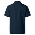 thumbnail image 5 of Men's Guayabera Shirts Summer Fashion Clothes for Male Casual Short Sleeve Blouse with 4 Pockets Button Down Shirts Turn Down Collared Solid Color Embroidered Eyelet Tops Lapel Neck Navy XL, 5 of 6