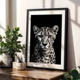 thumbnail image 4 of Cheetah - Photography Wildlife Animal Black and White Portrait Nature Minimalist Black Framed Wall Art Print 12 x 18 inches, 4 of 8