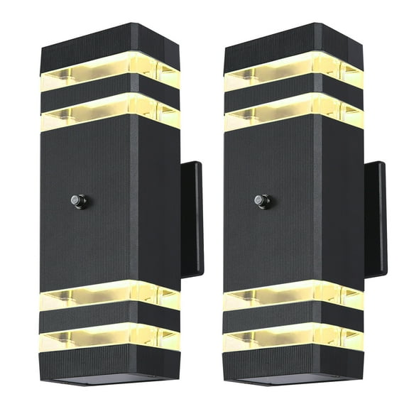 Neoglint Dusk to Dawn Outdoor Wall Sconce Up Down Aluminum Wall Lamp IP65 Waterproof Wall Lighting Fixtures with GU10 Warm White Bulbs for Patio Courtyard Garden Doorway Corridor, 2 Packs