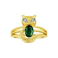 thumbnail image 1 of RYLOS Rings for Women 14K Gold Plated Silver CAT Ring 7X5MM Oval Gemstone &  Sparkling Diamonds Green Sapphire Jewelry Size 5, 1 of 7