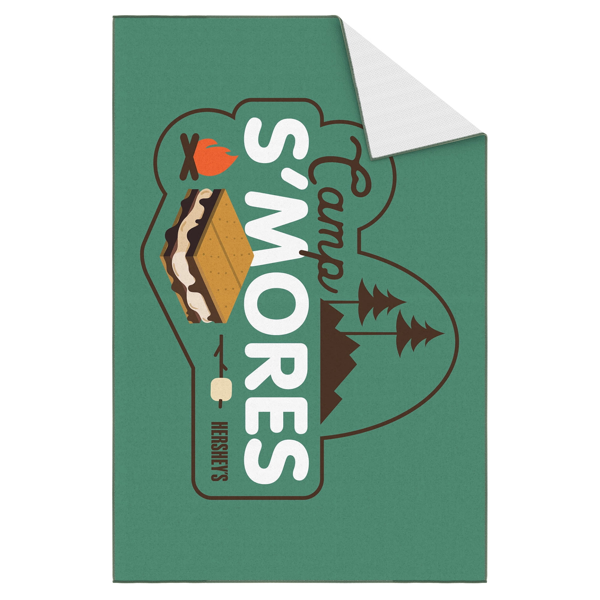 Ottomanson Hershey Smores Logo Non-Slip Rubberback 3x5 Machine Washable Area Rug, 3'3" x 5', Green