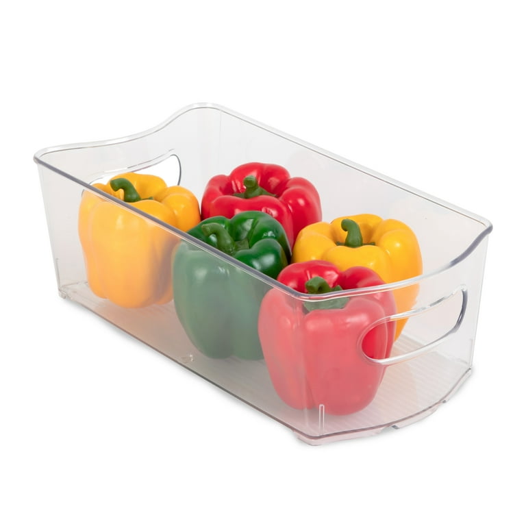 Smart Design Stackable Clear Refrigerator Storage Bin with Handle - 8 Pack - 6 x 12 inch