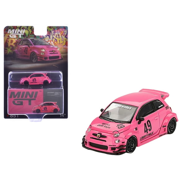 Mini GT MGT00851 Abarth 595 No.49 LB-Works Abas Works Pink Limited Edition 1-64 Scale Diecast Model Car