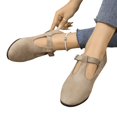 thumbnail image 4 of Willtoo Women Vintage T-Strap Faux Suede Wedge Flats Adjustable Buckle Low Heel Mary Jane Shoes Soft Non-Slip Retro Casual Walking Shoes, 4 of 6