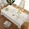thumbnail image 1 of Tablecloth for Dining Table Rustic Table Cover, Farmhouse Kitchen Table Cloth, Cotton Linen Fabric Small Rectangle Table Cloths for 6 to 8 Seats, Beige, Gold, 55x70 Inch, 1 of 5