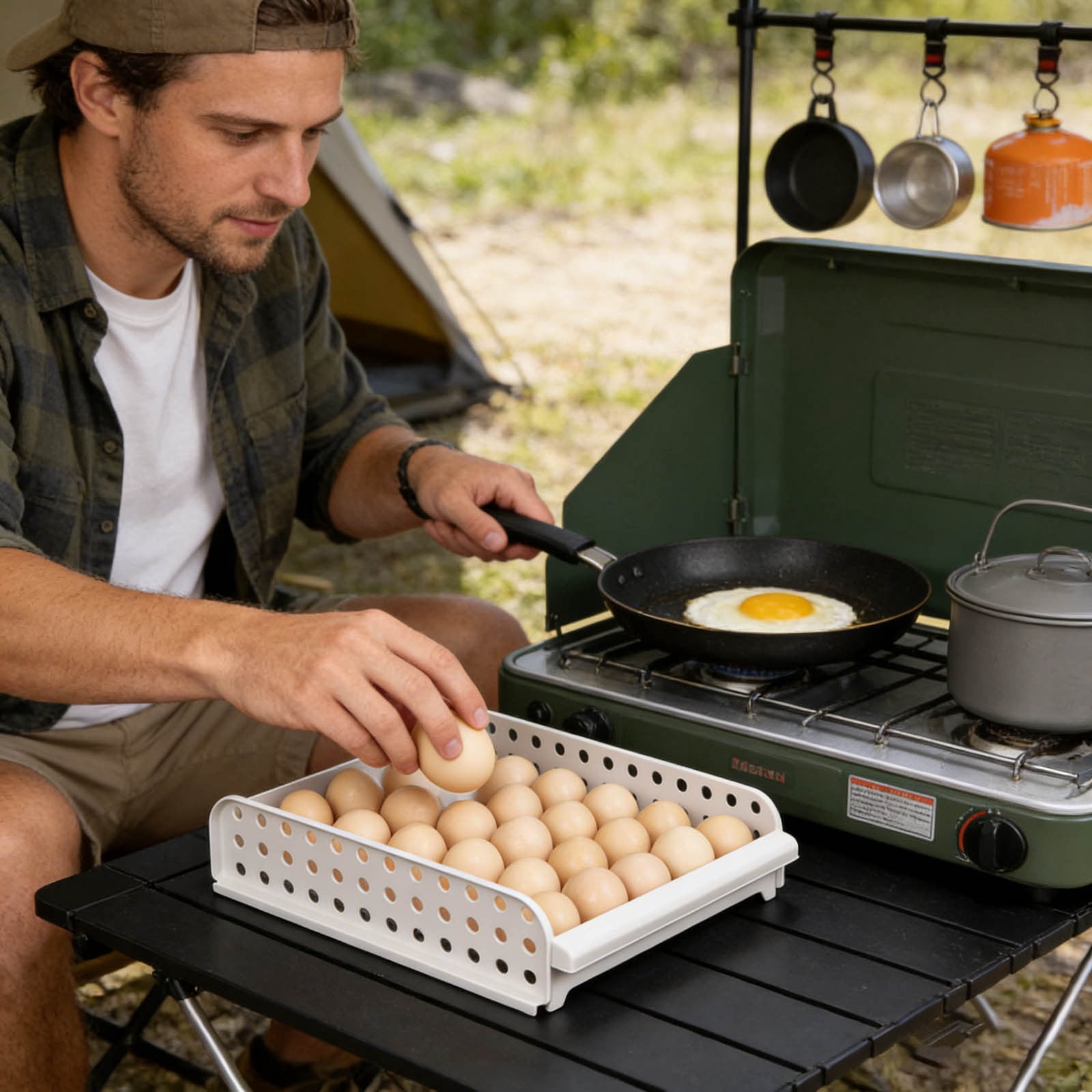 Stackable Egg Container Syorage Bin: Refrigerator Egg Holder for Refrigerator One Layer Egg Storage Box Chicken Egg Storage Container Organizer Bin Egg Tray