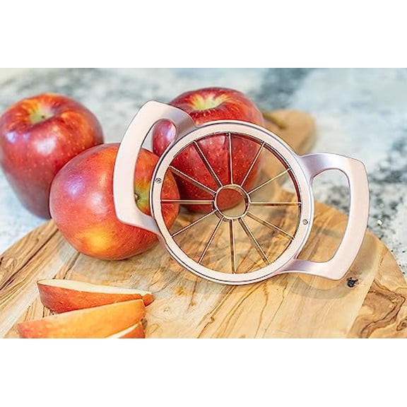 Apple Slicer and Corer |XL Matte Rose Gold Apple Cutter|12 Slices |Apple Corer and Slicer|Stainless Steel Slicer|Pink Kitchen Utensils|Fruit Cutter