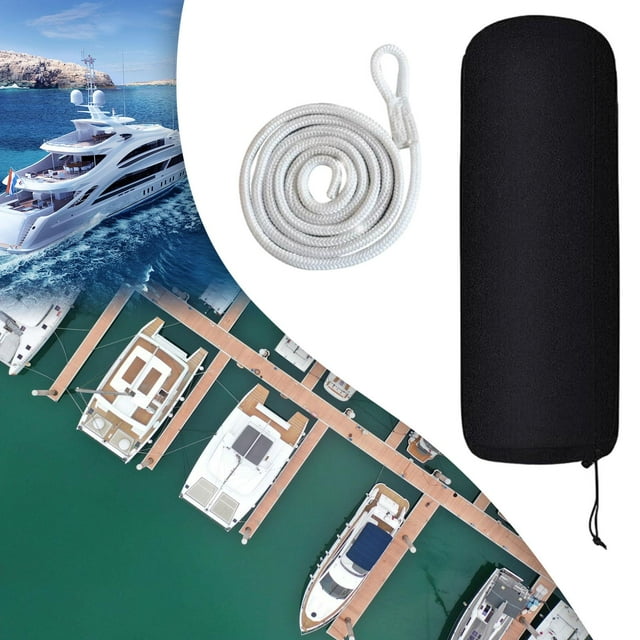Colaxi Boat Fenders Boat Accessory Simple Installation Protective Boat Bumpers 40cmx11cm for Yachts Pontoon Boat Sailing Mooring White Rope